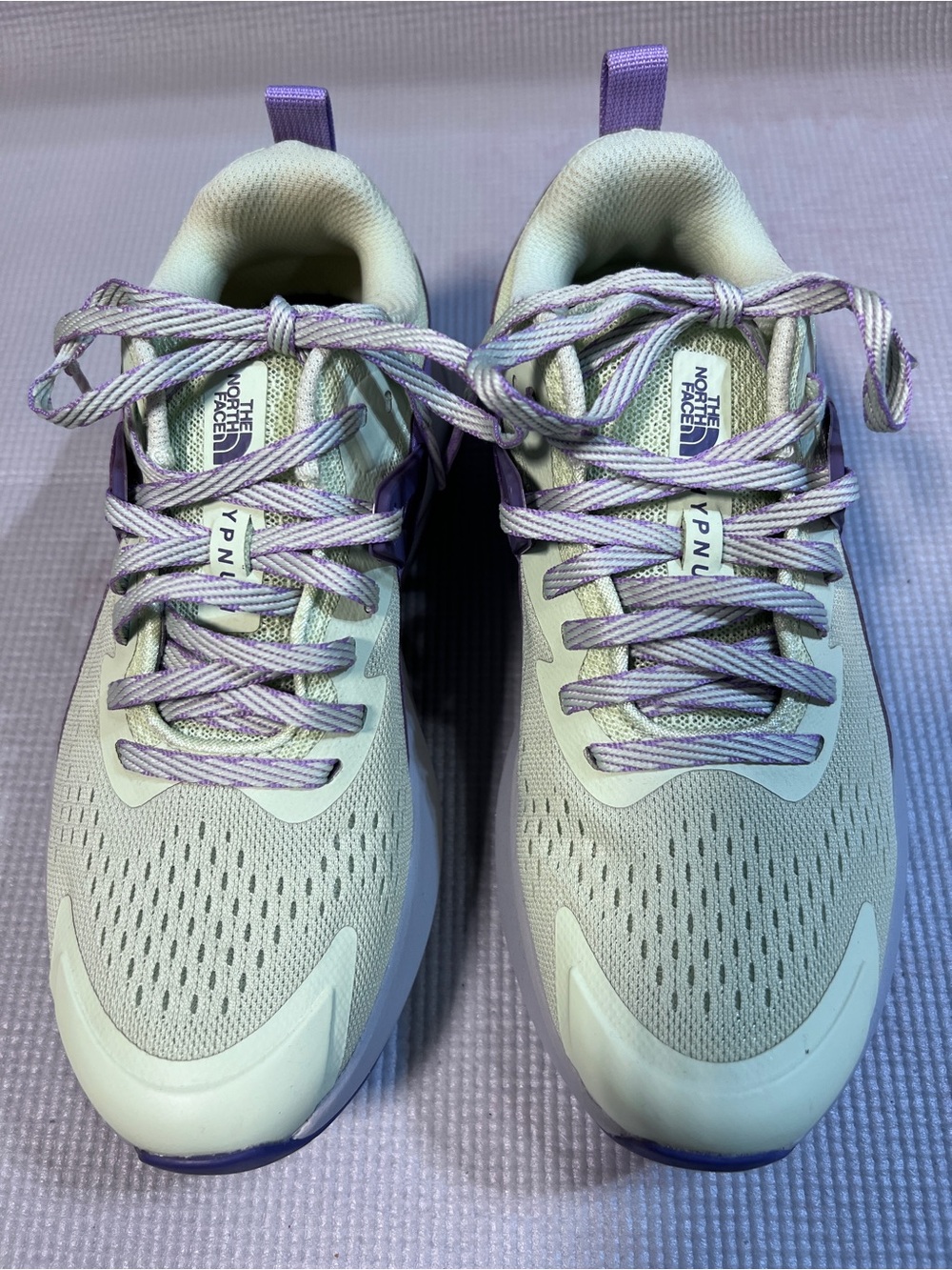 The North Face Light Gray and Lavender Trail Sneakers